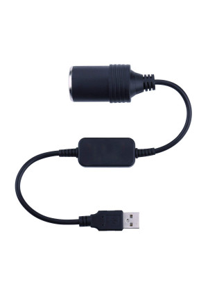 USB A Male to 12V Car Cigarette Lighter Socket Female Cable Converter 1Ft/30cm