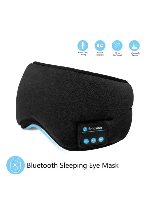 Bluetooth Sleeping Eye Mask Headphones,SKYEOL 4.2 Wireless Bluetooth Headphones AdjustableandWashable Music Travel Sleeping Headset with Built-in Speakers Microphone Hands-Free for Sleeping (Black)
