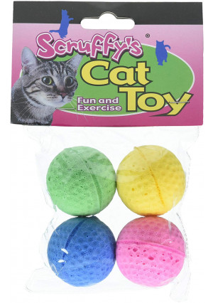 Boss Pet 04467 Scruff's Colorful Kitty Springy Foam Sponge Balls