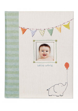 C.R. Gibson Elephant 'Hello World' First Five Years Memory Baby Book, 64pgs, 10'' W x 11.75'' H