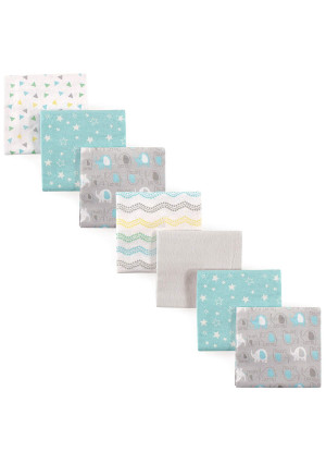 Luvable Friends Unisex Baby Flannel Receiving Blankets 7-Pack, Basic Elephant, One Size