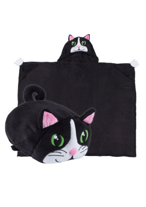 Comfy Critters Stuffed Animal Blanket  Cat  Kids Huggable Pillow and Blanket Perfect for Pretend Play, Travel, nap time.