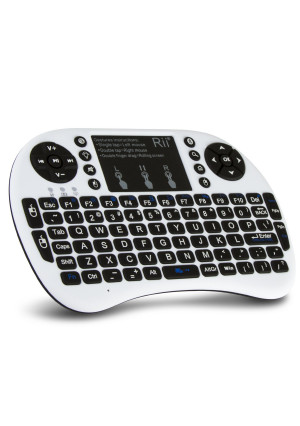 Rii i8+ BT Mini Wireless Bluetooth Backlight Touchpad Keyboard with Mouse for PC/Mac/Android, White (RTi8BT-2)