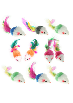 Keklle Furry Pet Cat Toys Mice, Cat Toy Mouse, Pet Toys for Cats, Cat Catcher for Feather Tails, 10 Counting