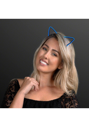 Blue EL Wire Cat Ears Headband