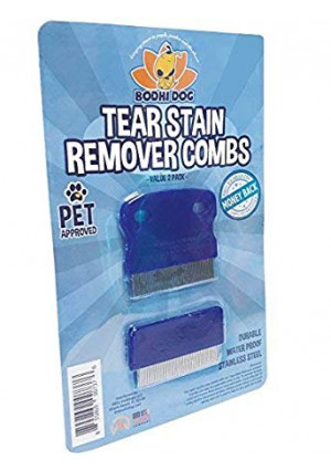 Tear Eye Stain Remover Combs | Set of 2 | Clean and Remove Residue, Dirt, Buildup Around Pet Eyes | Best for Dogs and Cats Fur and Coats