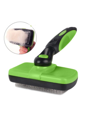 smartelf Pet Grooming Brush Self Cleaning Slicker Brushes for Dogs and Cats Long and Thick Hair Best Pet Shedding Tool for Grooming Loose Undercoat,Tangled Knots and Matted Fur