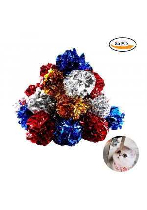 Bestsupplier 25 Pack Crinkle Balls Cat Toys - Original Mylar Crinkle Balls Cat ToysRandom Color