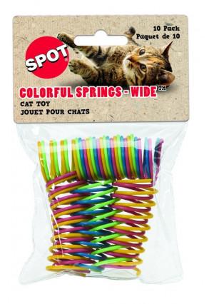 Ethical Pet Wide Durable Heavy Gauge Plastic Colorful Springs Cat Toy, 10 Count per Pack