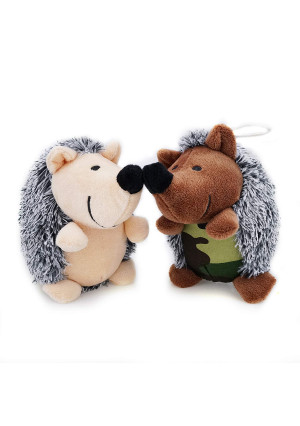 Aviling Squeaky Soft Plush Dog Puppy Toys Squeaker Hedgehog Tough Durable Teeth Chew Training Playing Toys for Dogs 2 Pack