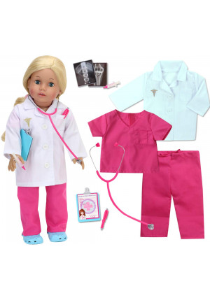 Sophia's 18 Inch Doll Doctor Outfit and Medical Accessories 10 Piece Doctor or Nurse Set with Outfit and Accessories for Perfect for American Dolls and More!