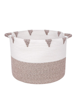 Beautiful Woven Storage Basket by We Care Vida- Great Housewarming Idea for Homeowner - Perfect Blanket Basket for Your Living Room and Kids' Toy Storage Made From Natural Cotton Rope (Gold)