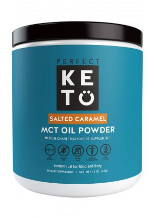 Perfect Keto MCT Oil Powder: Salted Caramel Ketosis Supplement (Medium Chain Triglycerides, Coconuts) for Ketone Energy. Paleo Natural Non Dairy Ketogenic Keto Coffee Creamer