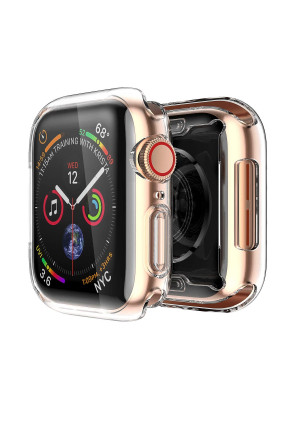 Smiling Apple Watch 4 Clear Case with Buit in TPU Screen Protector 44mm- All Around Protective Case High Definition Clear Ultra-Thin Cover Apple iwatch 44mm Series 4 (2 Pack)