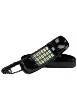 ATandT 210 Basic Trimline Corded Phone, No AC Power Required, Wall-Mountable, Black