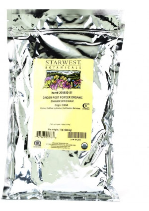 Starwest Botanicals Organic Ginger Root Powder, 1 Pound