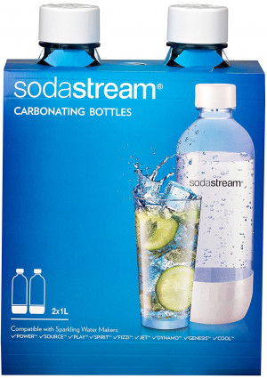 SodaStream 1042211010 Carbonating Bottle, 1 liter, White (Pack of 2)
