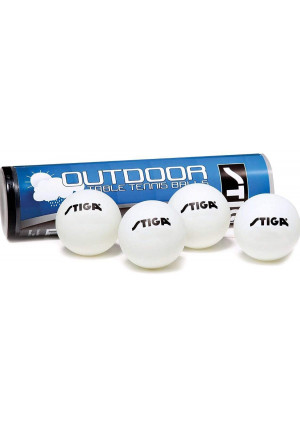 STIGA Water-Resistant, Durable, Outdoor Table Tennis Balls Minimize Wind Resistance (4-Pack)