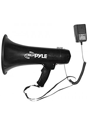 Pyle Megaphone Speaker PA Bullhorn - Built-in Siren 40 Watts Adjustable Vol Control and 1000 Yard Range - Football Soccer Baseball Hockey Basketball Cheerleading Fans Coaches and Safety Drills - PMP43IN