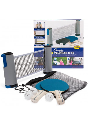 Champion Sports AWTSET Anywhere Table Tennis: Ping Pong Paddles, Balls, and Portable Net and Post Set To Go