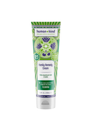 Human+Kind Family Remedy Cream - 8-in-1 Miracle Formula - For Irritated, Itchy, Dry, Cracked Skin, Stretch Marks, Scars, Razor Burn, Eczema, and Brittle Nails - Natural, Vegan Skin Care - 3.3 fl oz