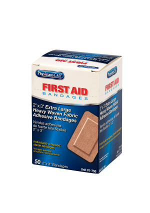 First Aid Only 2" x 3" Heavy Woven XL Bandages, 50 Per Box, Package may vary
