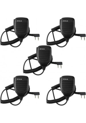Retevis 2 Pin Shoulder Mic Speaker 2 Way Radio Microphone for Baofeng BF-888S UV-5R Kenwood Retevis H-777 RT21 RT22 RT-5R Walkie Talkie (5 Pack)