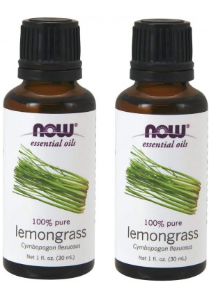 Now Foods Lemongrass Oil 100% Pure, 1 Ounce (Pack of 2)