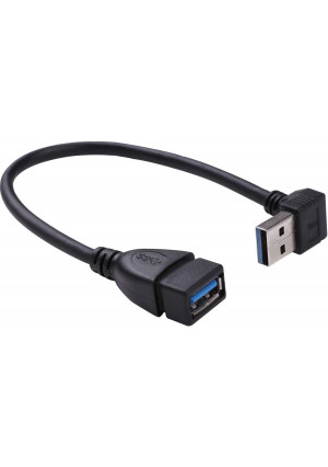 SMAYS Down Angle USB 3.0 Male to Female Extension Cable - Data Sync and Charging 7-Inch