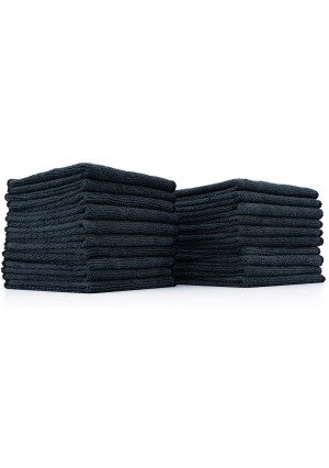 The Rag Company (20-Pack) 10 in. x 10 in. All-Purpose Microfiber Highly Absorbent, LINT-Free, Streak-Free Cleaning Towels (Black)