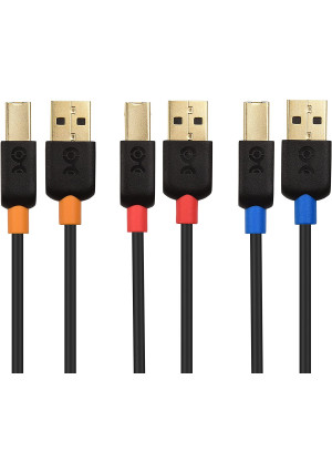 Cable Matters 3-Pack Long USB 2.0 A to B USB Printer Cable - 10 ft