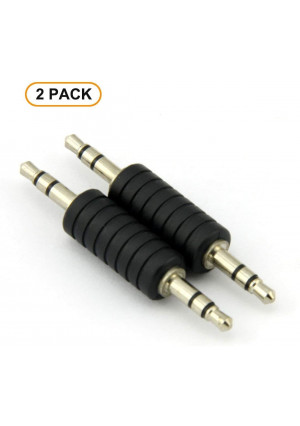 RuiLing 2PCS 3.5mm Jack to 3.5mm Audio Male Adapter Connectors.(Plastic and Metal Black)