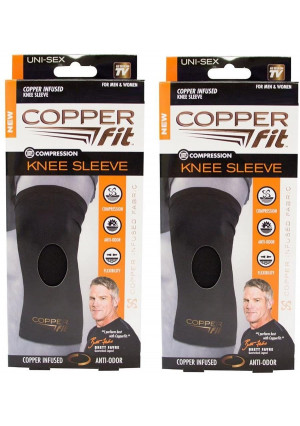 New Copper Fit Knee Sleeve, Men and Women for Compression, Flexibility, Anti-Odor-Size XL- 16"-18" - Total 2 Knee Sleeves