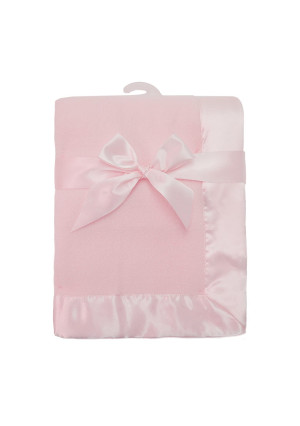 American Baby Company Fleece Blanket 30 X 40 with 2 Satin Trim, Pink, for Girls