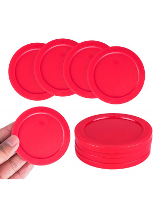 Super Z Outlet Home Air Hockey Red Replacement 2.5" Pucks for Game Tables, Equipment, Accessories (4 Pack)