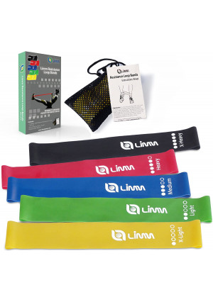 Limm Resistance Loop Bands, Resistance Exercise Bands for Home Fitness, Stretching, Strength Training, Physical Therapy, Pilates Flexbands, Set of 5-12" x 2"