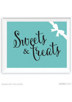 Andaz Press Bride and Co. Collection, Sweets and Treats Candy Dessert Buffet Party Sign, 8.5x11-inch, 1-pack, For Bridal Shower, Engagement, Wedding Event Decorations