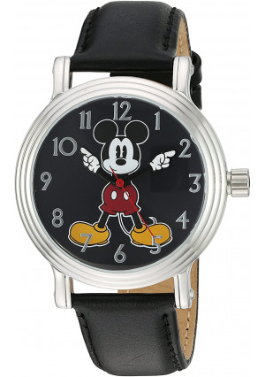 Disney Women's 'Mickey Mouse' Quartz Metal Watch, Color:Black (Model: W002757)