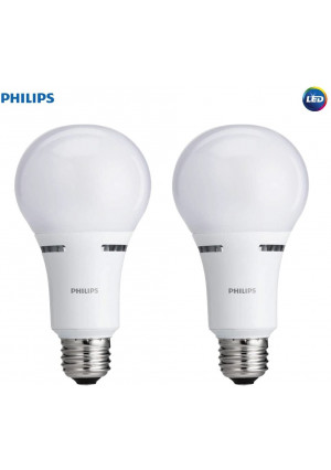 Philips LED 3-Way A21 Frosted Light Bulb: 1600-800-450-Lumen, 2700-Kelvin, 18-8-5-Watt, E26D Medium Screw Base, Warm White, 2-Pack