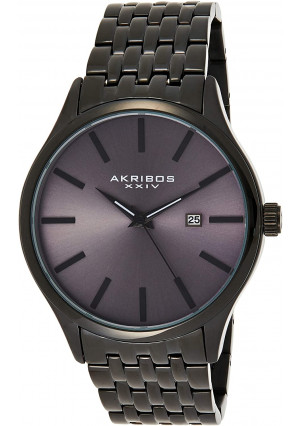 Akribos XXIV Men's Radiant Sunray Dial Watch - Accented Dial with Date Window On Stainless Steel Bracelet - AK941