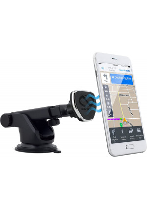 Naztech MagBuddy Telescopic Car Dash Phone Mount. Fully Adjustable Holder, Hands-free Phone Calls and GPS Use, Compatible for iPhone X/8/8 Plus, Samsung Galaxy S9/S9+,Note8, Smartphones and More (Black)