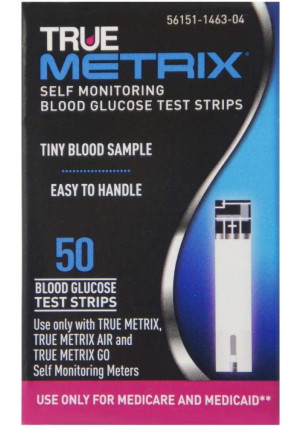 True Metrix Blood Glucose Test Strips Box of 50x4