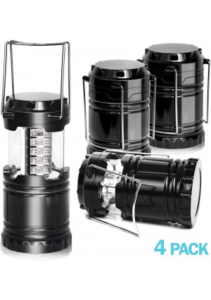 PARTYSAVING [4-Pack] Portable Bright Camping Light with Collapsible Design and 30 LED Lights, APL1424