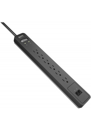 APC 6-Outlet Surge Protector Power Strip with Telephone Protection, 1080 Joules, SurgeArrest Essential (PE6T)