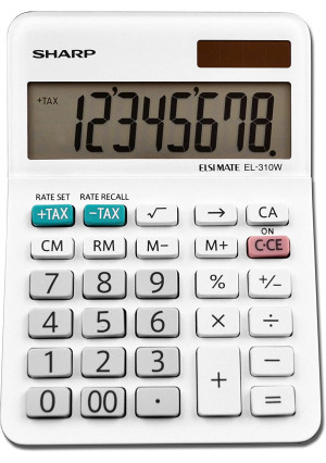 Sharp EL-310WB Calculator, White 3.125