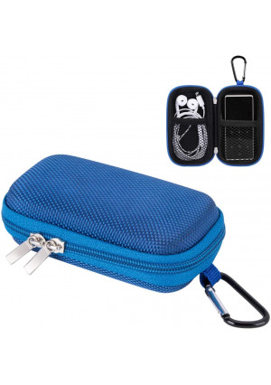 AGPTEK MP3 Player Case, Portable Clamshell Headphones Cover, Holder with Metal Carabiner Clip for 1.8 inch MP3 Players, iPod Nano, iPod Shuffle, Apple Airport, Blue