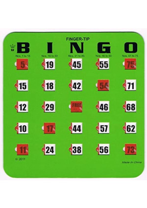 Regal Games Easy Read 4-Ply Finger-Tip Shutter Slide Bingo Cards, Green