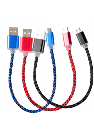 DCFun Micro USB Cable Nylon Braided, USB 2.0 A Male to Micro B Sync and Charging Cable Cord for Samsung Android Cellphones and Tablets [3-Pack] 8-inch