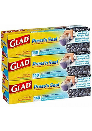 Mega Value Glad Press'n Seal, All Surface Cling Wrap, Leak-Proof and Airtight Seal, BPA Free, Total 420 sq ft