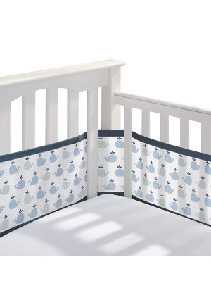 BreathableBaby Classic Breathable Mesh Crib Liner - Little Whale Navy